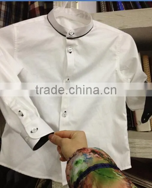 Custom boys dress shirts wholesale Banded collar white dress shirts