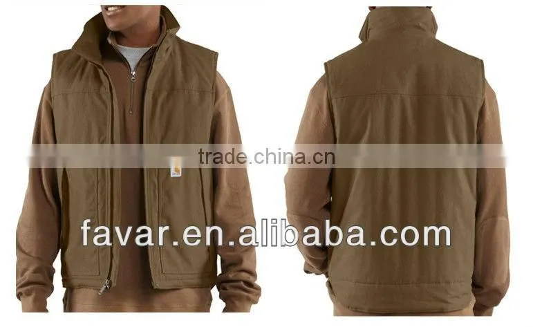 Men's sleeveless quilted cotton canvas waistcoat vest jacket workwear