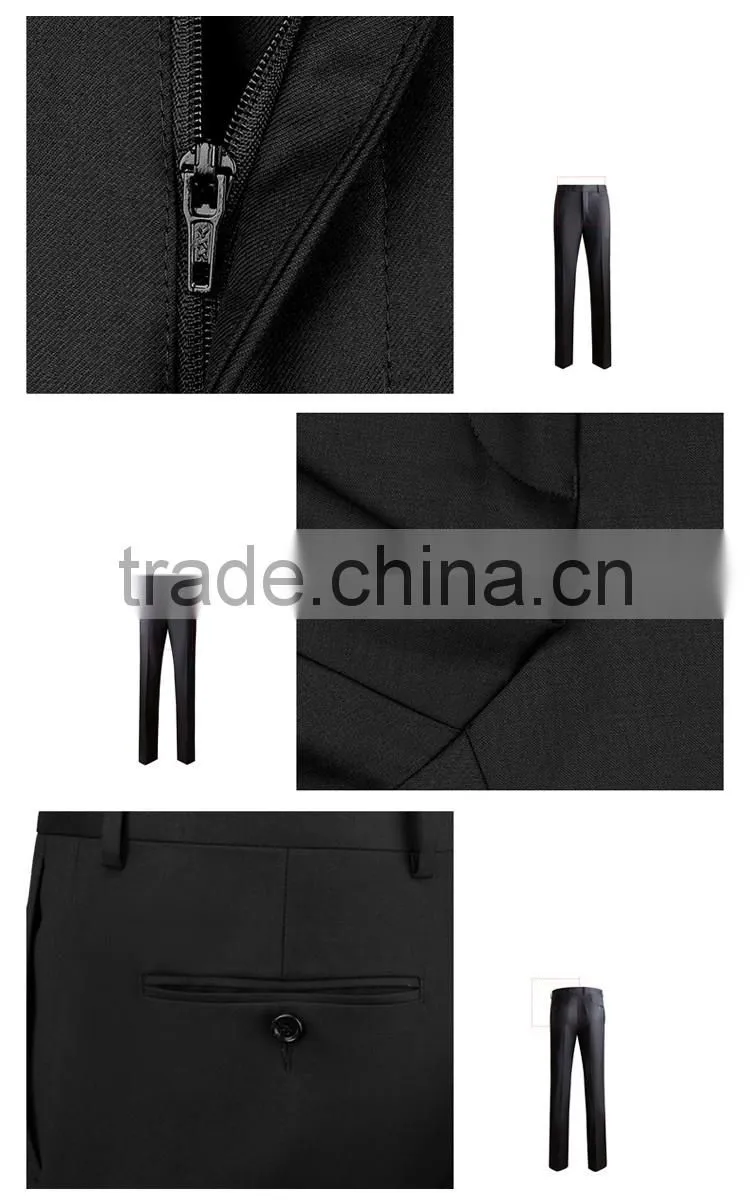 2016 new arrival designer suits for men 3 piece suit black wedding pant coats