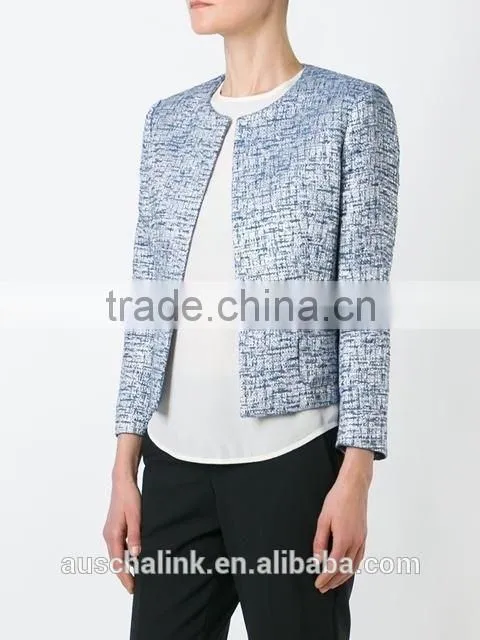 nice design outdoor ladies elegant tweed jacket low price