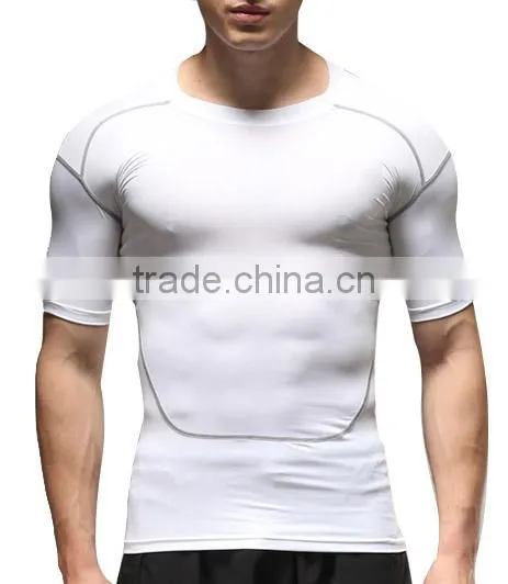 2017 New Mens short sleeve custom running compression shirts