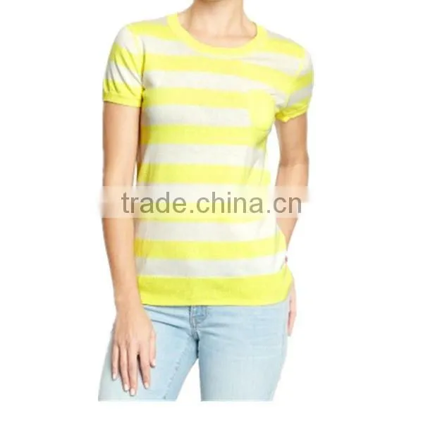 2014 New fashion stripes cable needle loose sweater