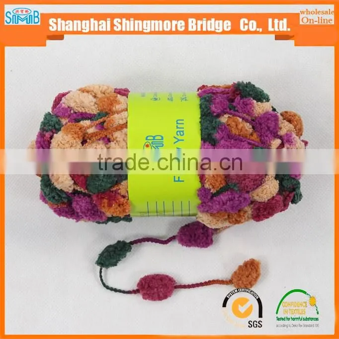 oeko tex fancy yarn supplier shingmore bridge cheap sales high quality polyester thick yarn with pompom