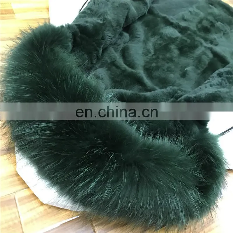 Winter Warm Fashion Real Sheep Fur Army Parka Custom Hooded Fur Women Parka