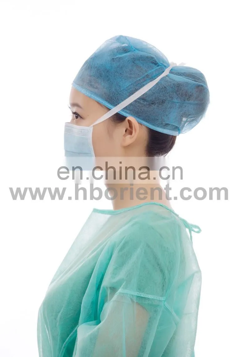 Hospital nursing anti mers PP 2ply 3ply mouth mask with tie-on