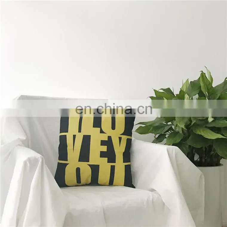 Cute Words Square 100% Polyester Custom Extra Large Linen Cushion Covers