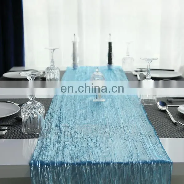 2015 Banquet Tables Elegant Cheap Sky Blue And Silver Chinese Silk Table Runner