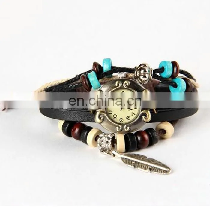 New fashion luxury vintage genuine charm leather watches for women