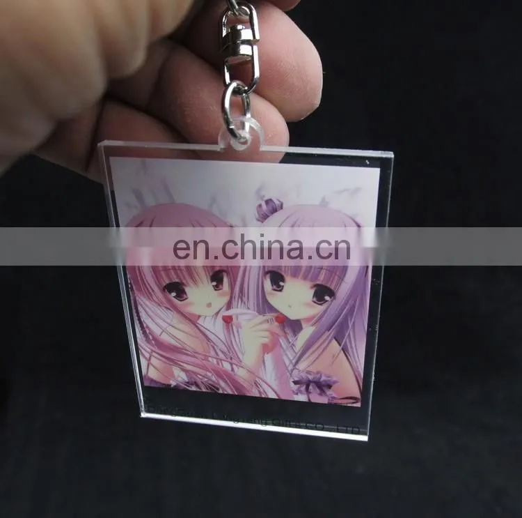 Made in China rectangle transperant acrylic keychain photo insert