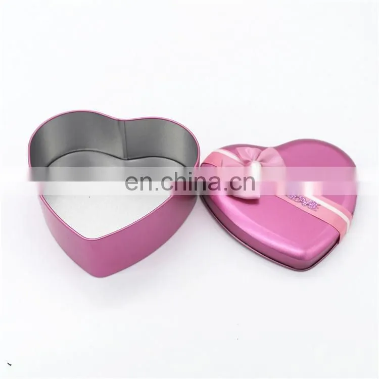 Pink or other custom colored heart shape wedding favor candy tin box