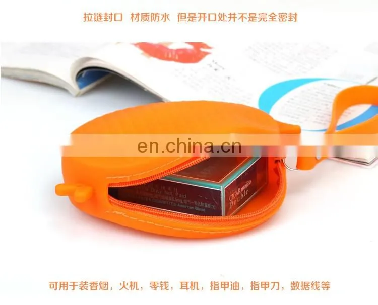 Cartoon Shape Round Mini Money Bag Assort Coin Bank Fish Shape Girls Clutch Silicone Wallet Wristlet Purse