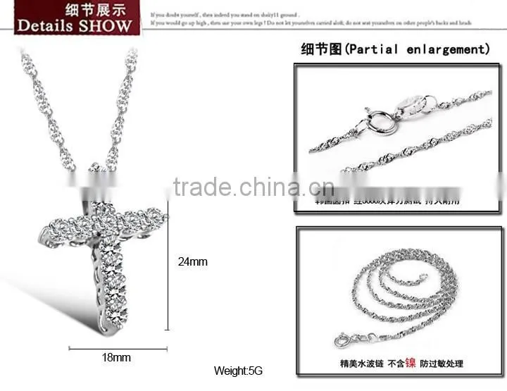 yiwu factory sell cheap 316l stainless sterling steel cross with crystal rhinestone charms pendant allergy free