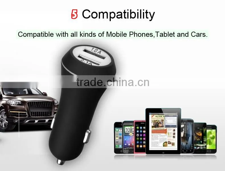 OEM Single 12v 3100amp 2 port usb car charger with rubber painting