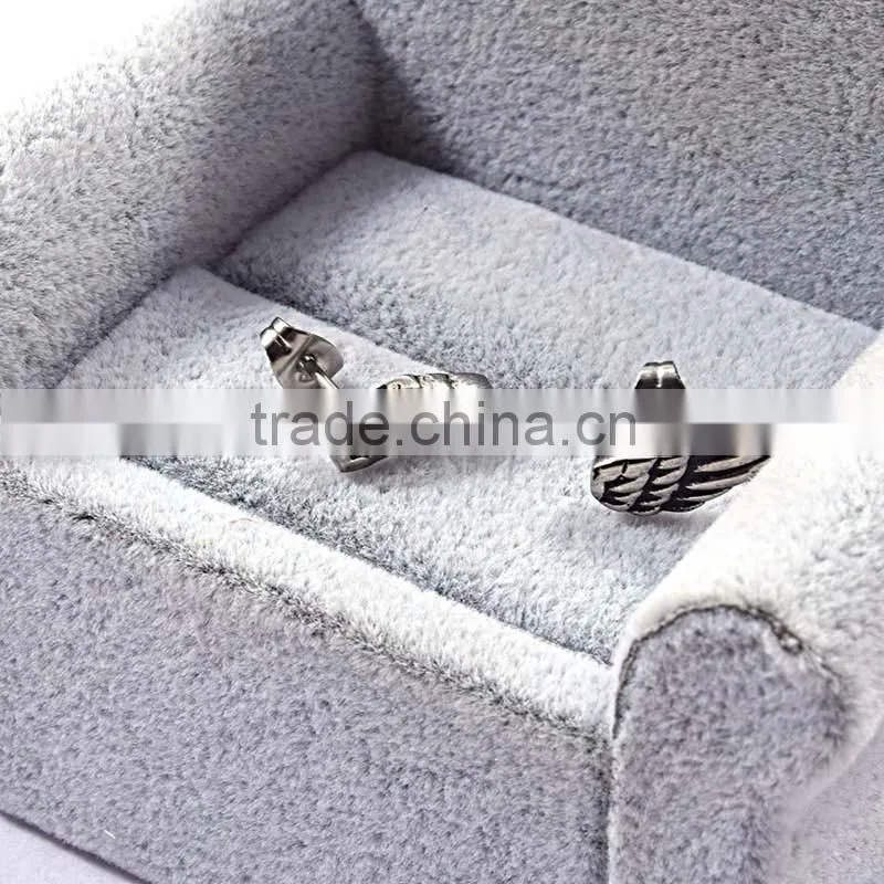 New Design High Quality Angel Wing Earrings Stainless Steel Mens Stud Earrings