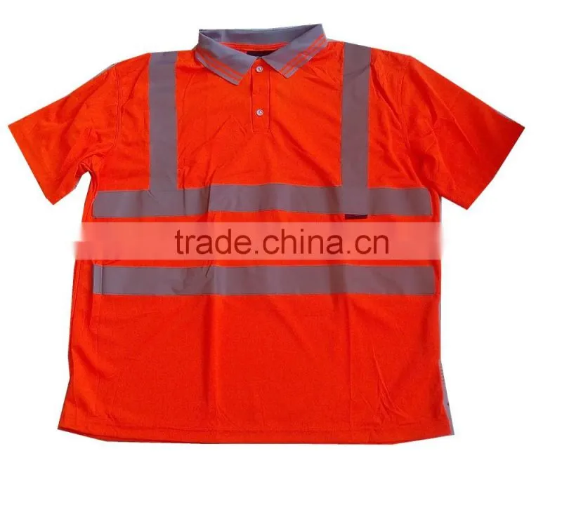 red hi visibility reflective polo T-shirt