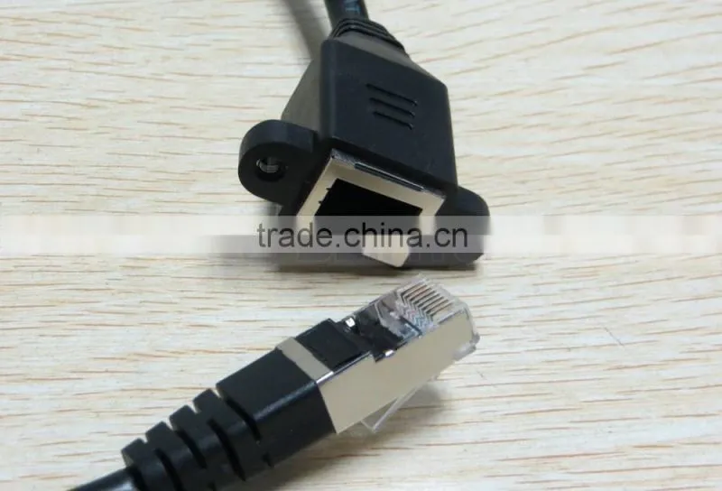 30CM 0.3M RJ45 Male to Female Screw Panel Mount Ethernet LAN Network Extension Cable