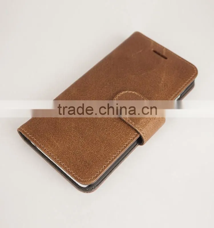 High Quality Genuine Leather Mobile Phone Flip Cover Case for iPhone 6