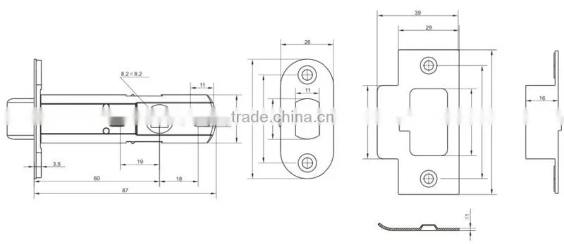 Bathroom Mortise Tubular Latch Lock
