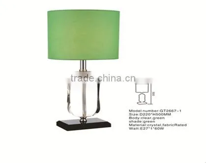 modern k9 crystal table lamp&home table lighting with square black fabric shade