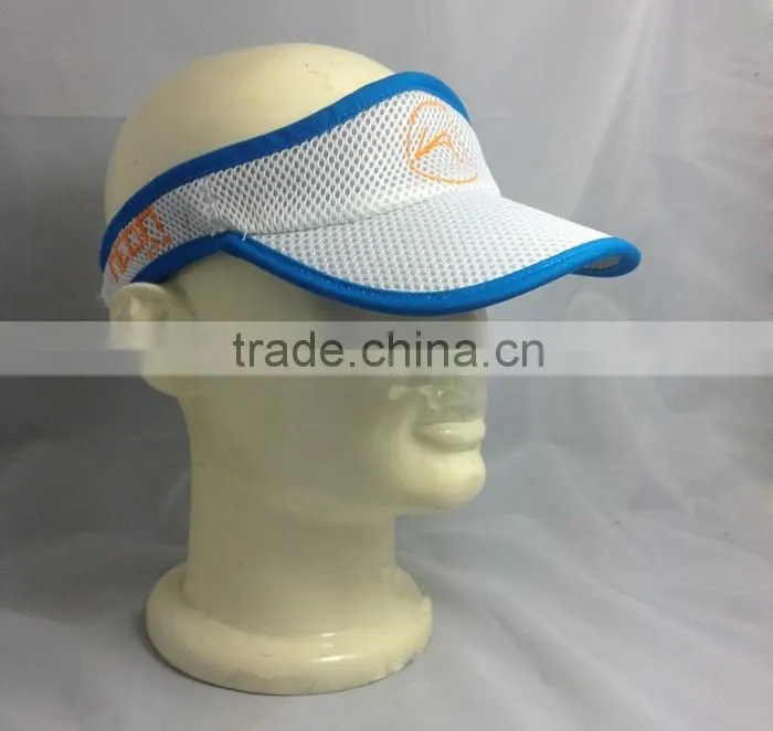 Breathable custom flat embroidered mesh sports air top sun visor cap