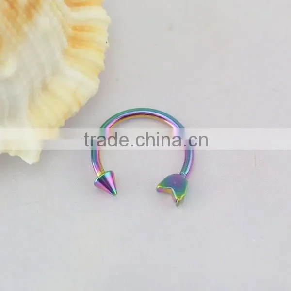 Forever Fashion Stainless Steel Horseshoe Circular Rainbow Nose Rings