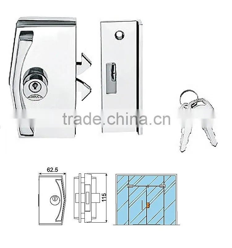 SKG-04S South America single swinging glass door lock with keys