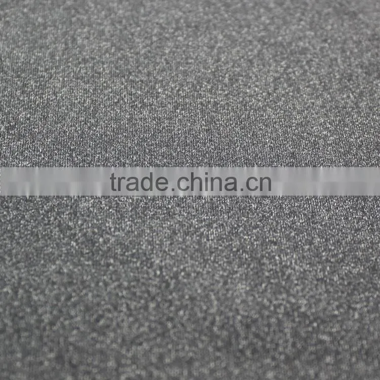 Weft knitted grey melange color fabric polyester nylon blend fabric for making shirts