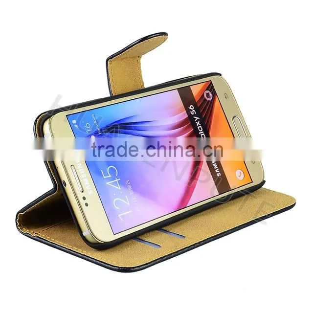 Flip PU Leather Case with Card Slot For Samsung Galaxy S6, Book Style Wallet Case For Galaxy S6