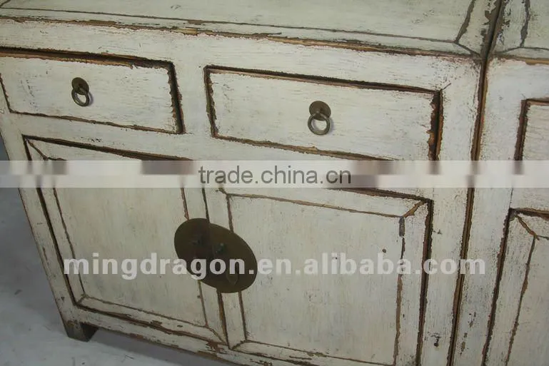 chinese antique furniture pine wood Shanxi white two drawer two door cabinet