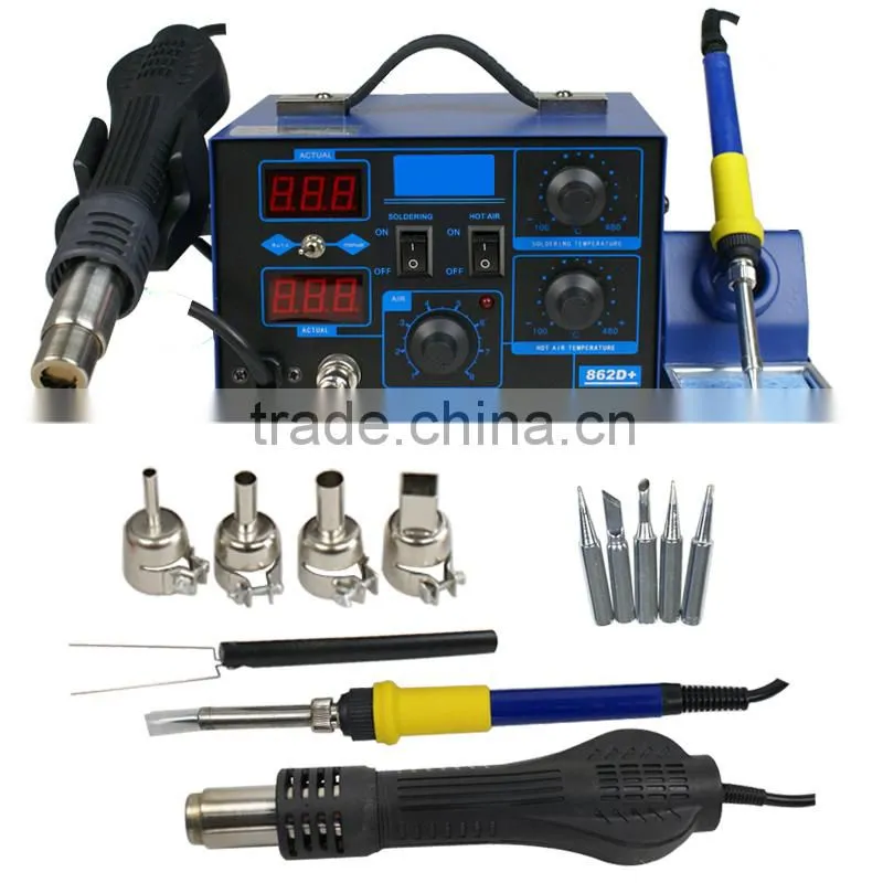 2in1 862D+ 110V SMD Rework Soldering Station + Soldering Iron Hot Air Gun 110V