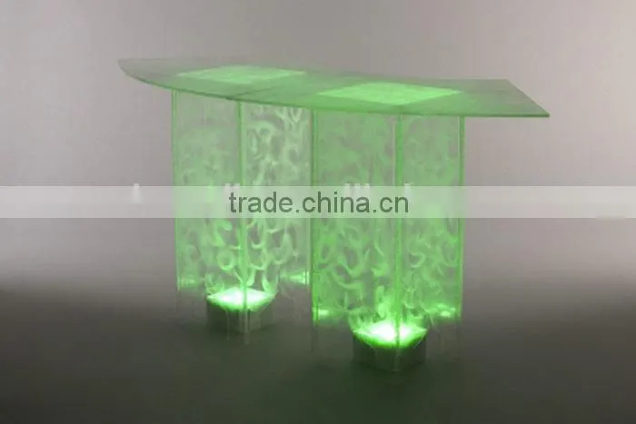 Fashion high end custom acrylic bar table,with colorful light for different colors