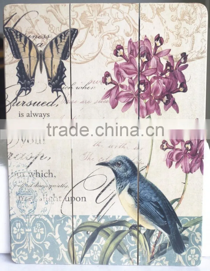 Customized high quality wooden wall art painting
