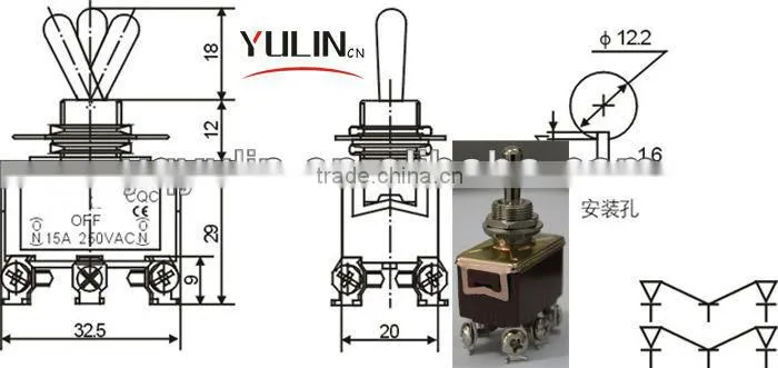 Hot Sale 24Vdc 6Pin (ON)-OFF-(ON) Toggle Switch Pcb