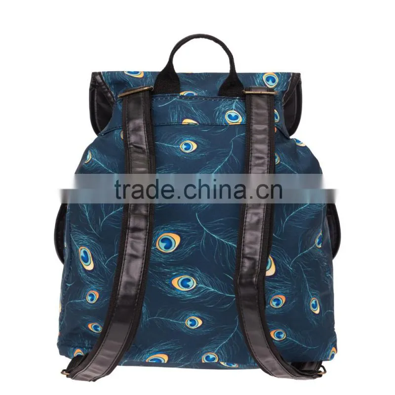 2016 3d printed peacock feather Vintage Canvas Rucksacks Cute School Satchel Rucksack Backpack Campus Bag
