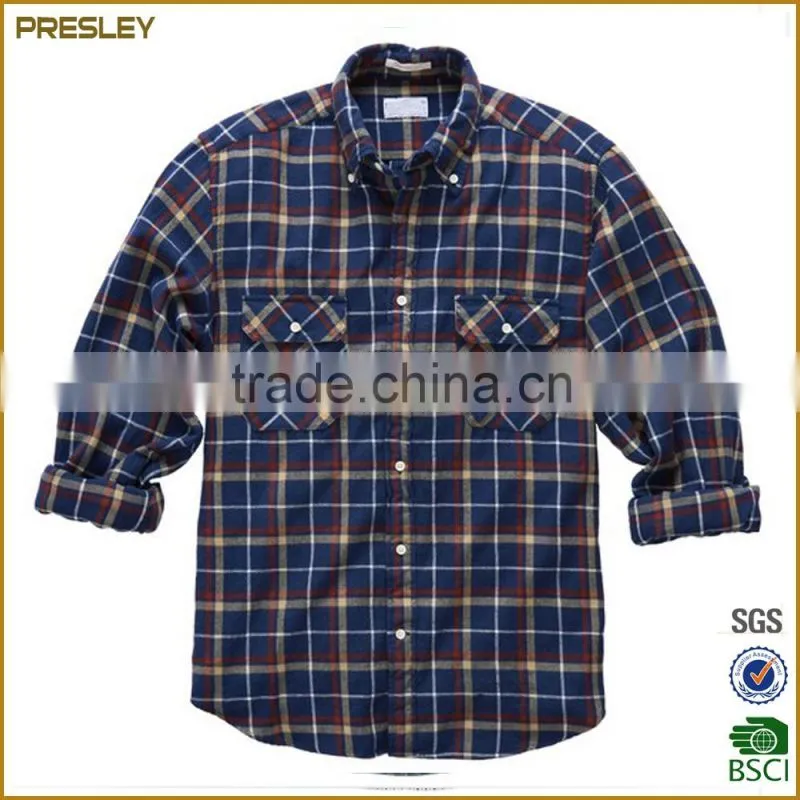Men's rayon cotton twill plaids flannel fashion shirt with cheap price