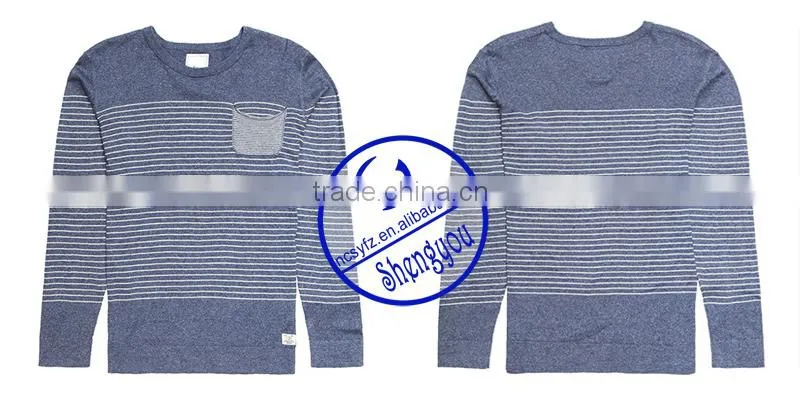 2015 China supplier custom long sleeve mens yarn dyed t-shirt with pocket wholesale clothing