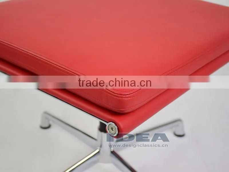 Replica Charles Management Soft Pad Lounge Chair Footstool- Red Genuine Leather