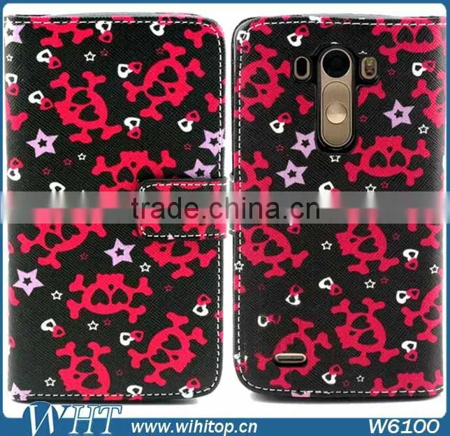 Factory Price! Fancy Leather Case for LG G3, TPU Cover Wallet Leather Case for LG Optimus G3