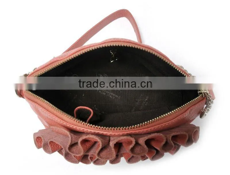 Flower ruffled crossbody fashion design handbags 2012