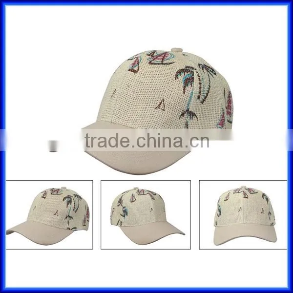 casual style custom straw pattern baseball cap snapback hat