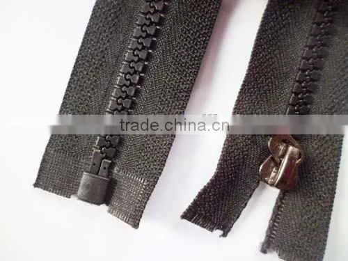 5# plastic resin zipper open end zipper with plated black nickel hook slider zipper winter coate zipper