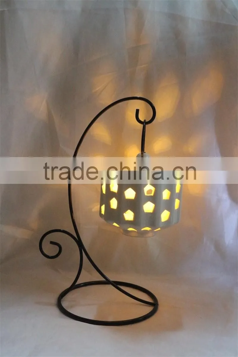 White ceramic owl shaped tealight candle holder