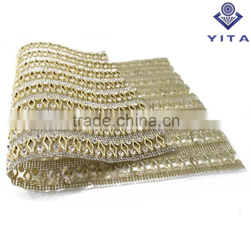 glue back crystal hot fix rhinestone mesh sheet trimming for shoe and cloth