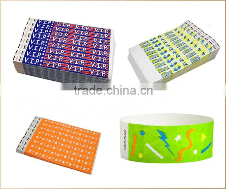 2015 Customized barcode printing tyvek paper wristbands