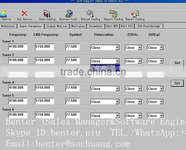 6*DVB-S2 to 4 QAM TransModulator with MUX-Scrambler(6*DVB-S/S2+6*ASI in,4*DVB-C RF out)