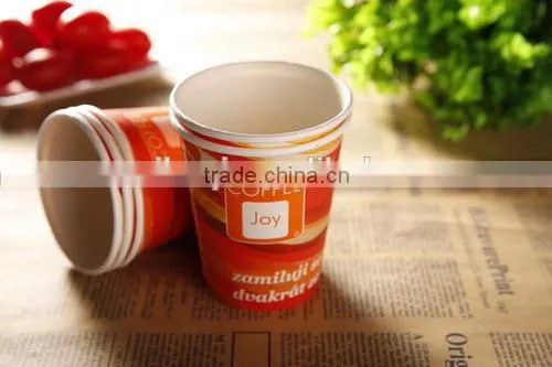 Printed double PE coated cold paper cup for soda/coke/juice drink and lid cover