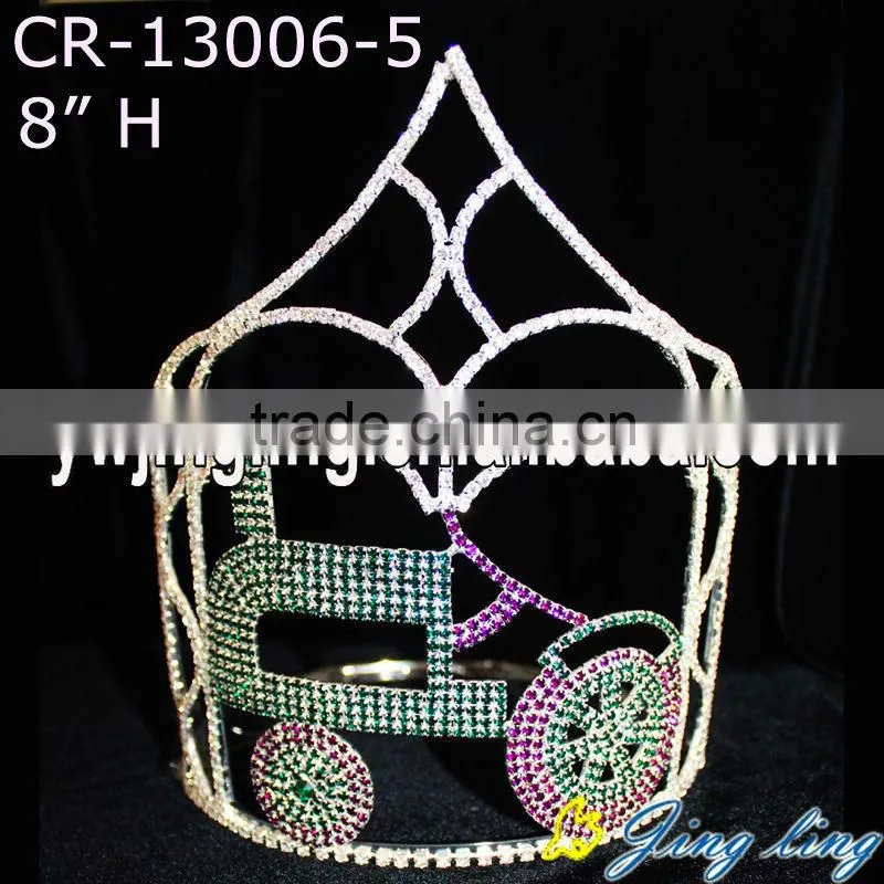 group green rhinestone tractor tiara for pageant one set crown