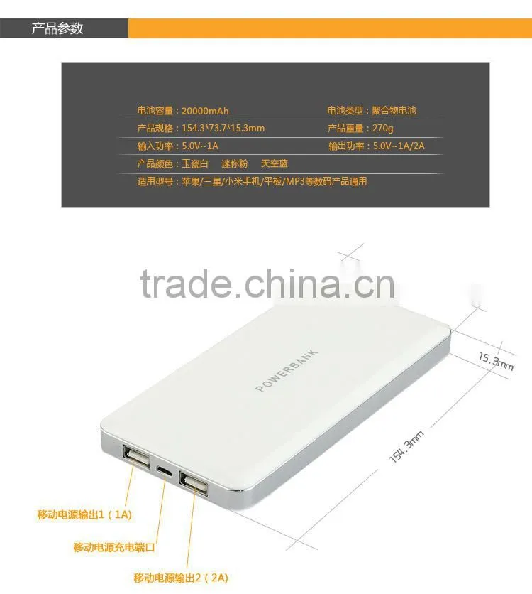 2014 new type 10000mah power bank with 4 beautiful colors popular power bank