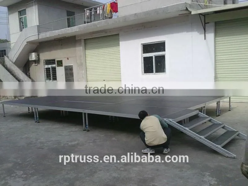 Hot selling RP aluminum plywood portable stage with adjustable legs