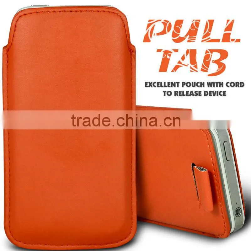 Wallytech Soft PU Leather Pull TAB Slip Pouch Case Cover For Samsung Galaxy S4 I9500 Pull Leather Case